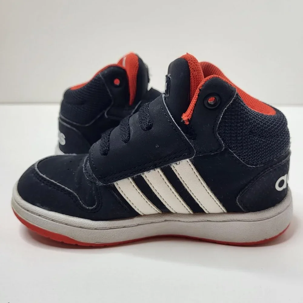 ADIDAS KIDS BLACK/WHITE HOOK & LOOP PBB 698007 SNEAKERS TODDLER SIZE 8K‎
